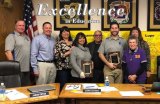The Board of Trustees honored their finalists at a recent board meeting. L to R are trustees John Droogh, Jason Orton, Jeanne Castadio, finalist Melissa Dufur, Dr. Guadalupe Solis, finalist Bryan Rice, Lois Hubanks, and Superintendent Debbie Muro.